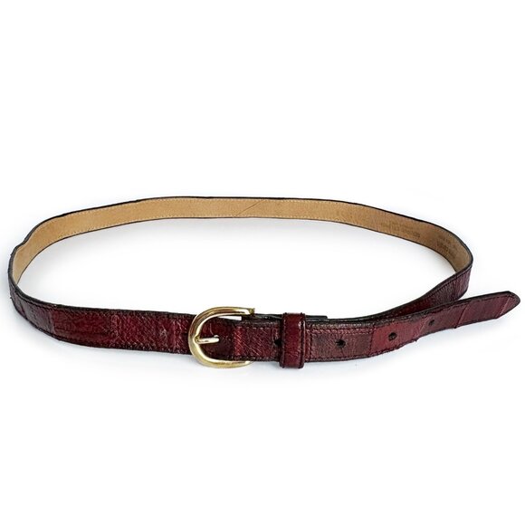 Pierre Cardin Belt Ladies Skinny Red Genuine Eel Skin Vintage Rare Luxury - Picture 1 of 9